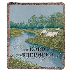 Plow & Hearth Throws & Blankets>USA-Made The Lord is My Shepherd Cotton Tapestry Throw