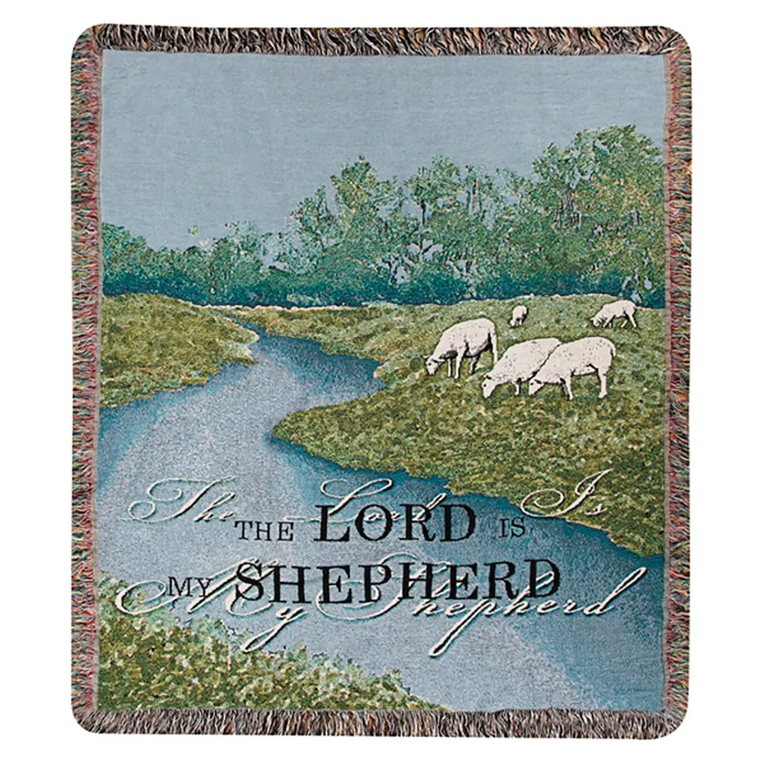 Plow & Hearth Throws & Blankets>USA-Made The Lord is My Shepherd Cotton Tapestry Throw