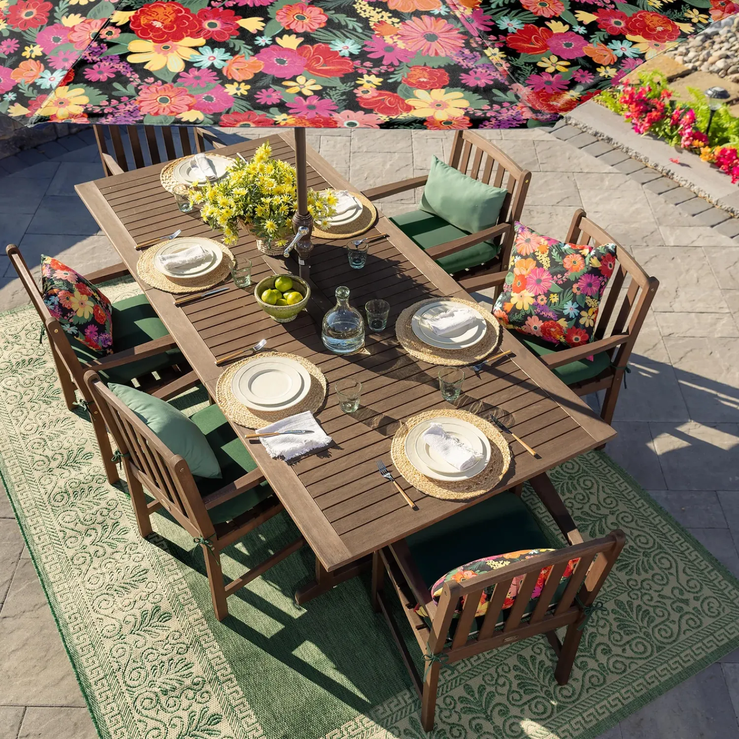 Plow & Hearth Area Rugs>Veranda Border Indoor/Outdoor Rug, 7'6"x 10'9"
