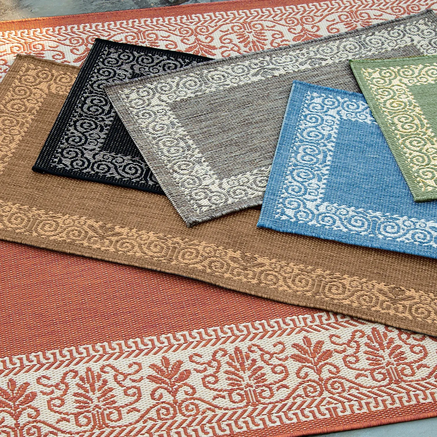 Plow & Hearth Area Rugs>Veranda Border Indoor/Outdoor Rug, 7'6"x 10'9"