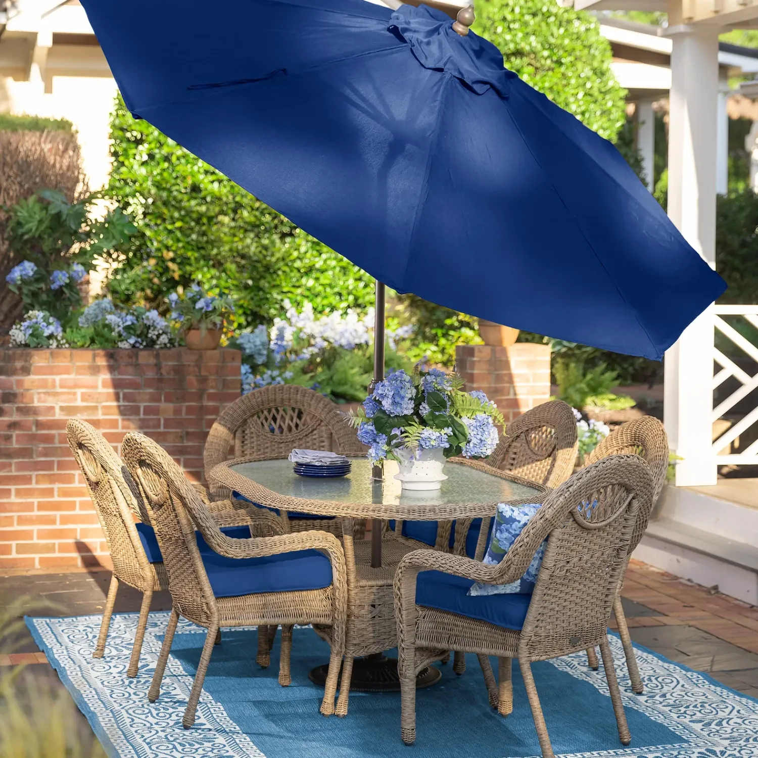 Plow & Hearth Area Rugs>Veranda Border Indoor/Outdoor Rug, 7'6"x 10'9"
