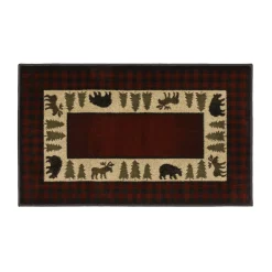 Plow & Hearth Area Rugs|Hearth Rugs>Vista Bear and Moose Rug, 30" x 50" Red