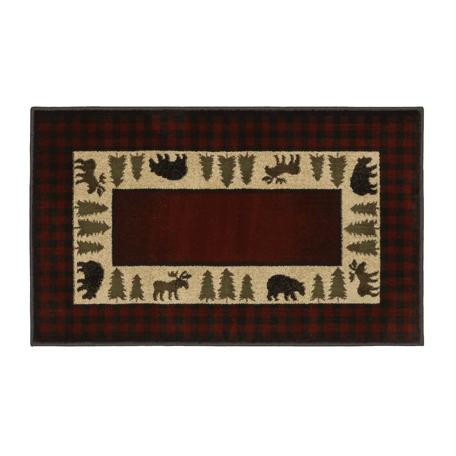 Plow & Hearth Area Rugs|Hearth Rugs>Vista Bear and Moose Rug, 30" x 50" Red