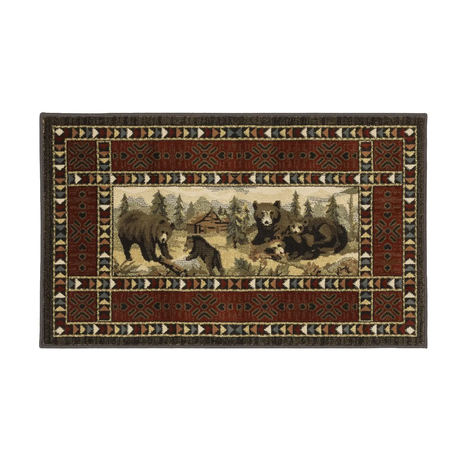 Plow & Hearth Area Rugs|Hearth Rugs>Vista Bears at Cabin Rug, 30" x 50"