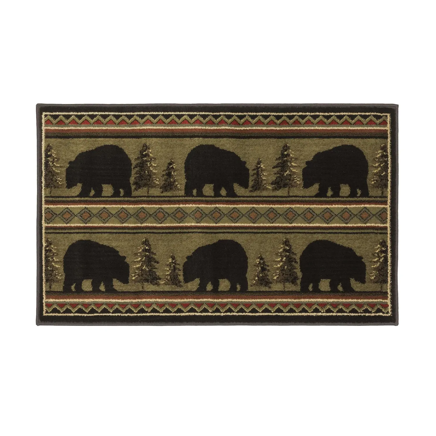 Plow & Hearth Area Rugs|Hearth Rugs>Vista Bears in Evergreen Rug