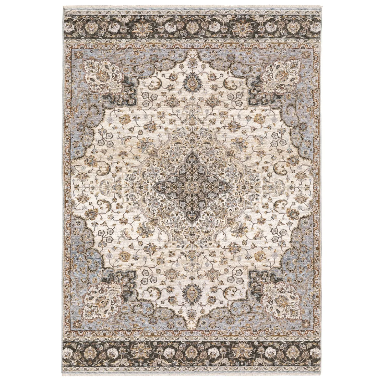 Plow & Hearth Area Rugs>Wakefield Medallion Polyester Rug, 7'10" x 10'10"' Ivory