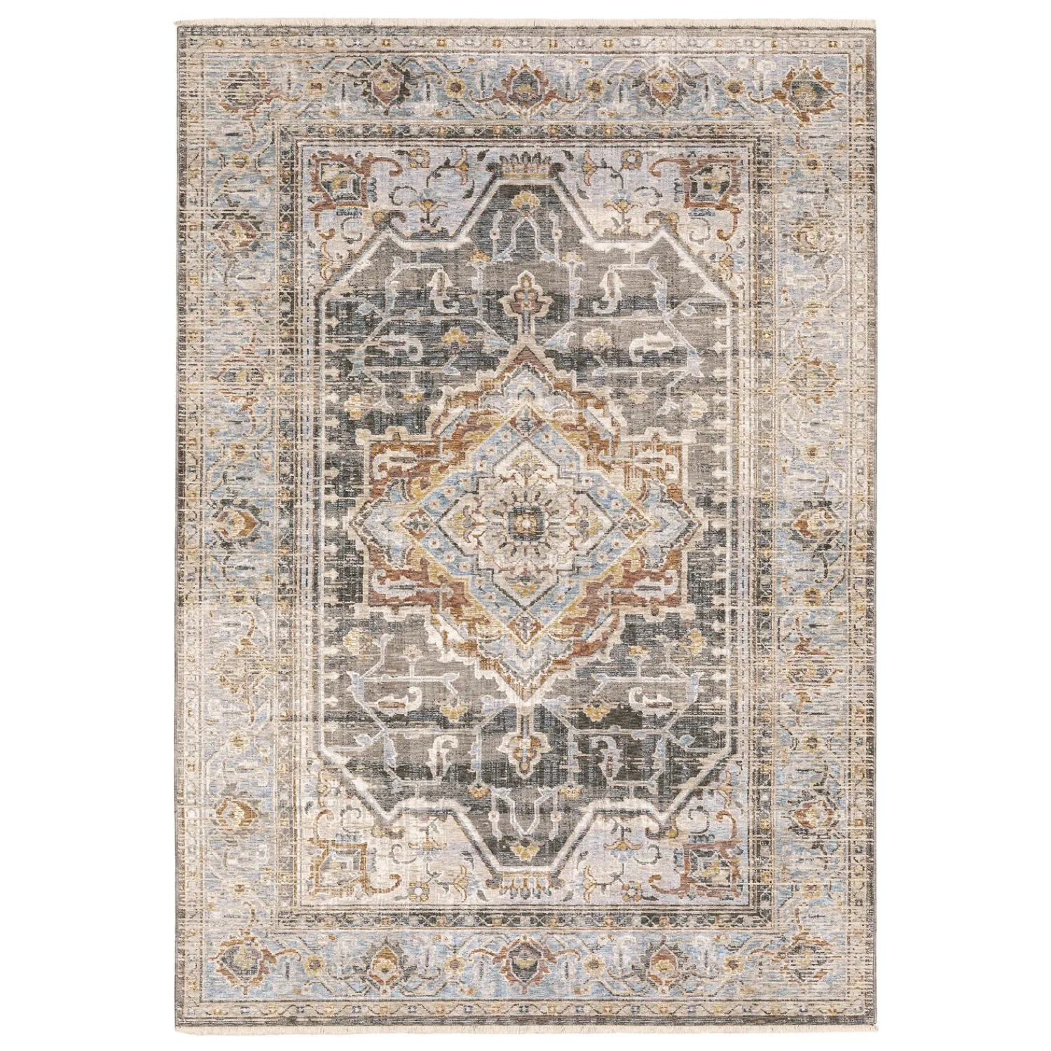 Plow & Hearth Area Rugs>Wakefield Tapestry Polyester Rug, 6'7" x 9'6" Gray