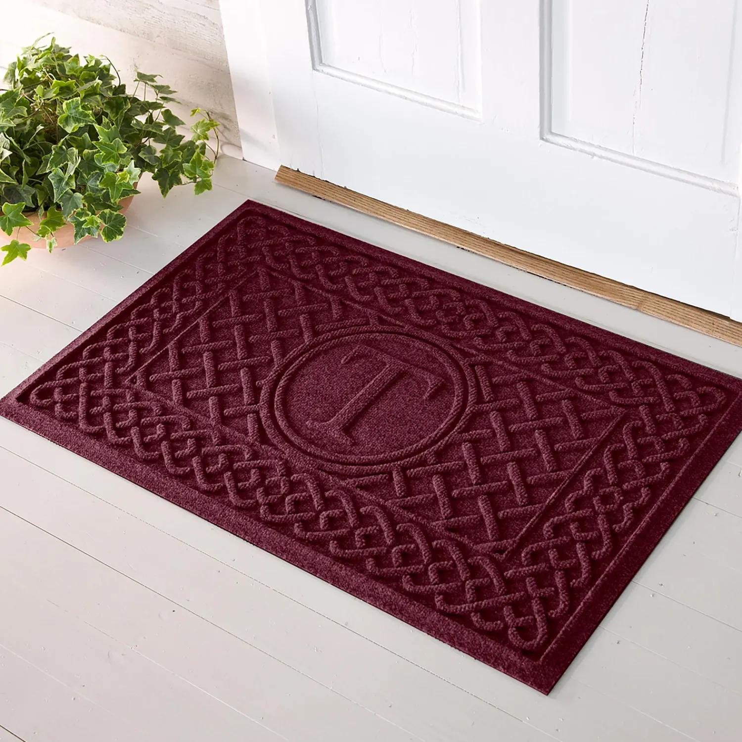 Plow & Hearth Waterhog Doormats>Waterhog Cable Weave Doormat with Single Initial, 2' x 3'
