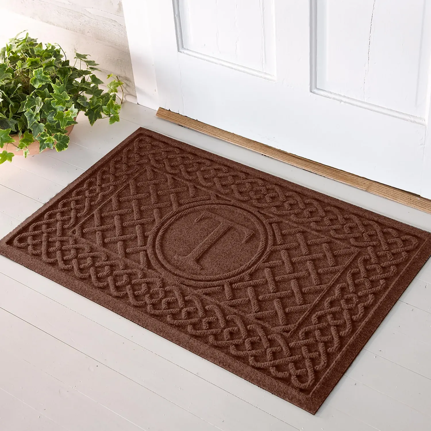 Plow & Hearth Waterhog Doormats>Waterhog Cable Weave Doormat with Single Initial, 2' x 3'