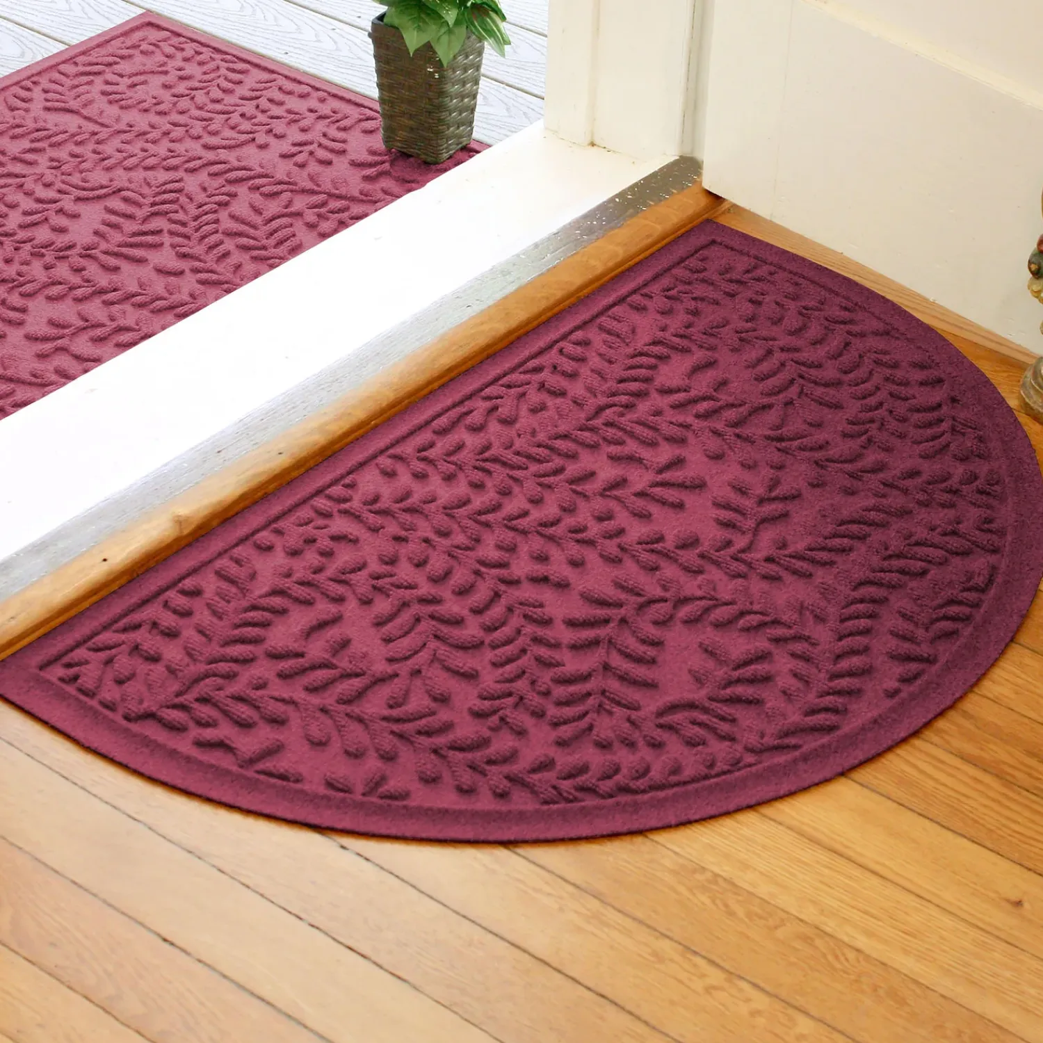 Plow & Hearth Waterhog Doormats>Waterhog Indoor/Outdoor Leaves Half-Round Doormat, 24" x 39"