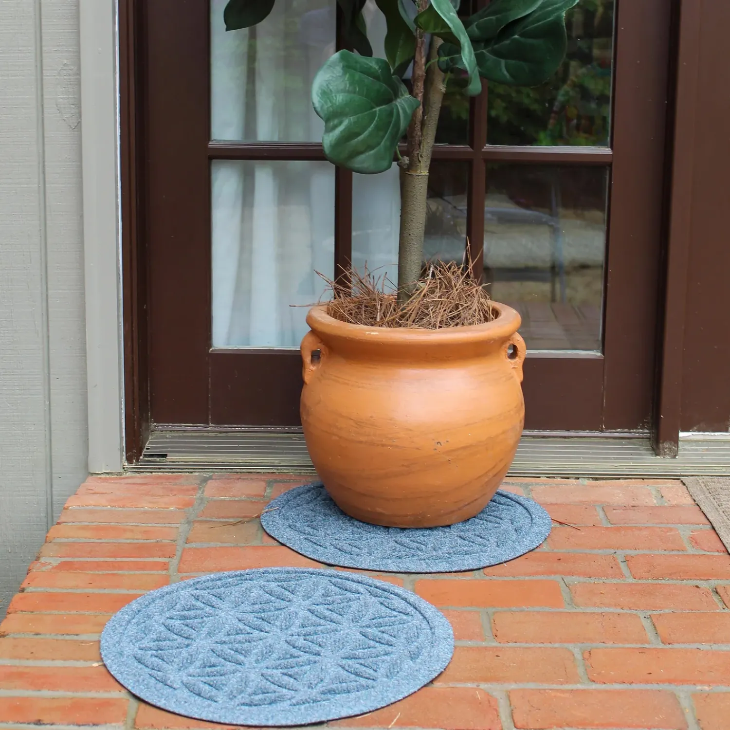 Plow & Hearth Planters & Plant Stands|Planters & Vases>Waterhog 17" Flower of Life Plant Trivets, Set of 2