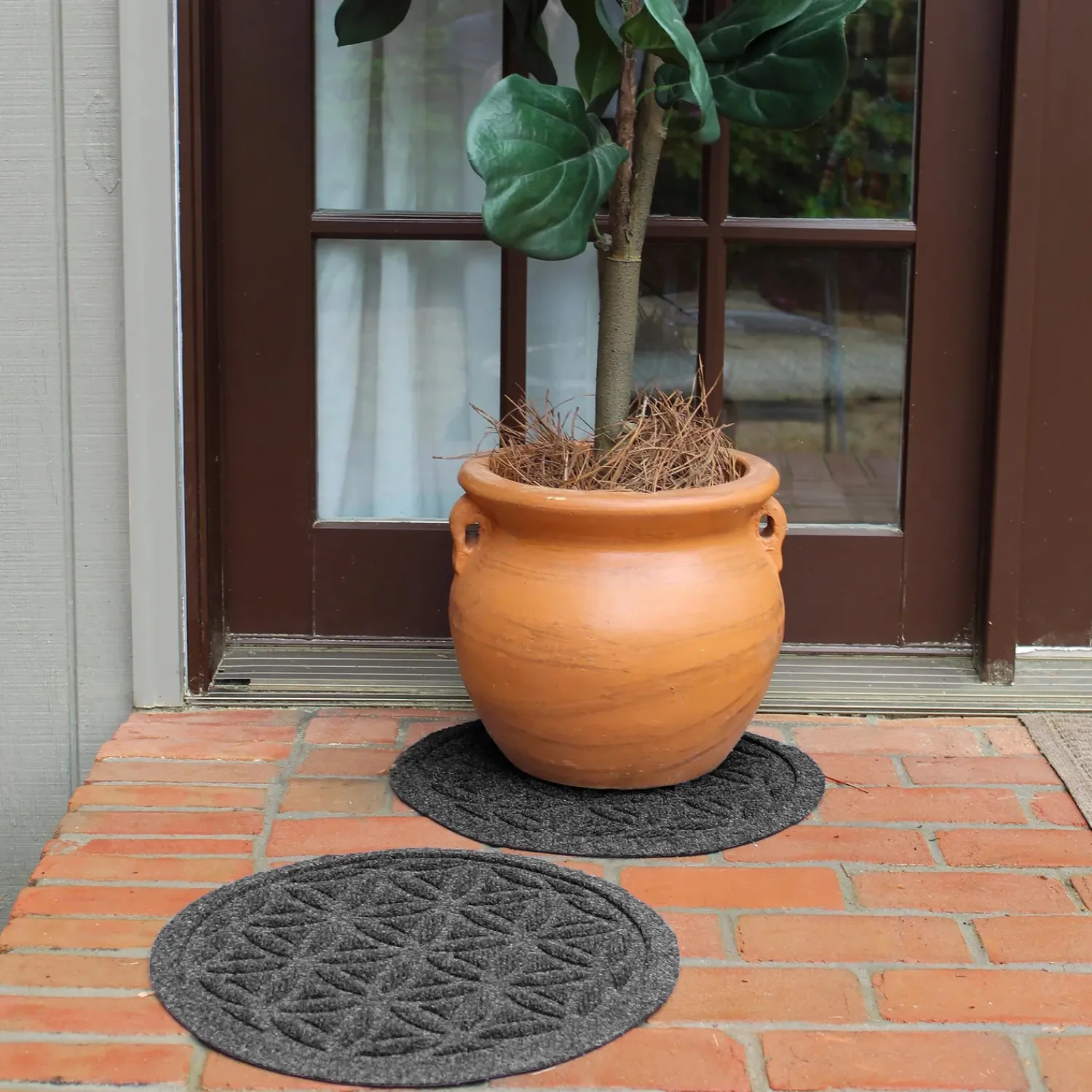 Plow & Hearth Planters & Plant Stands|Planters & Vases>Waterhog 17" Flower of Life Plant Trivets, Set of 2