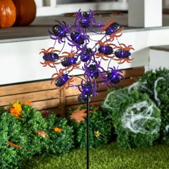Plow & Hearth Garden Stakes|Solar Accents>Web of Spiders Garden Stake with Solar Chasing Light Effect