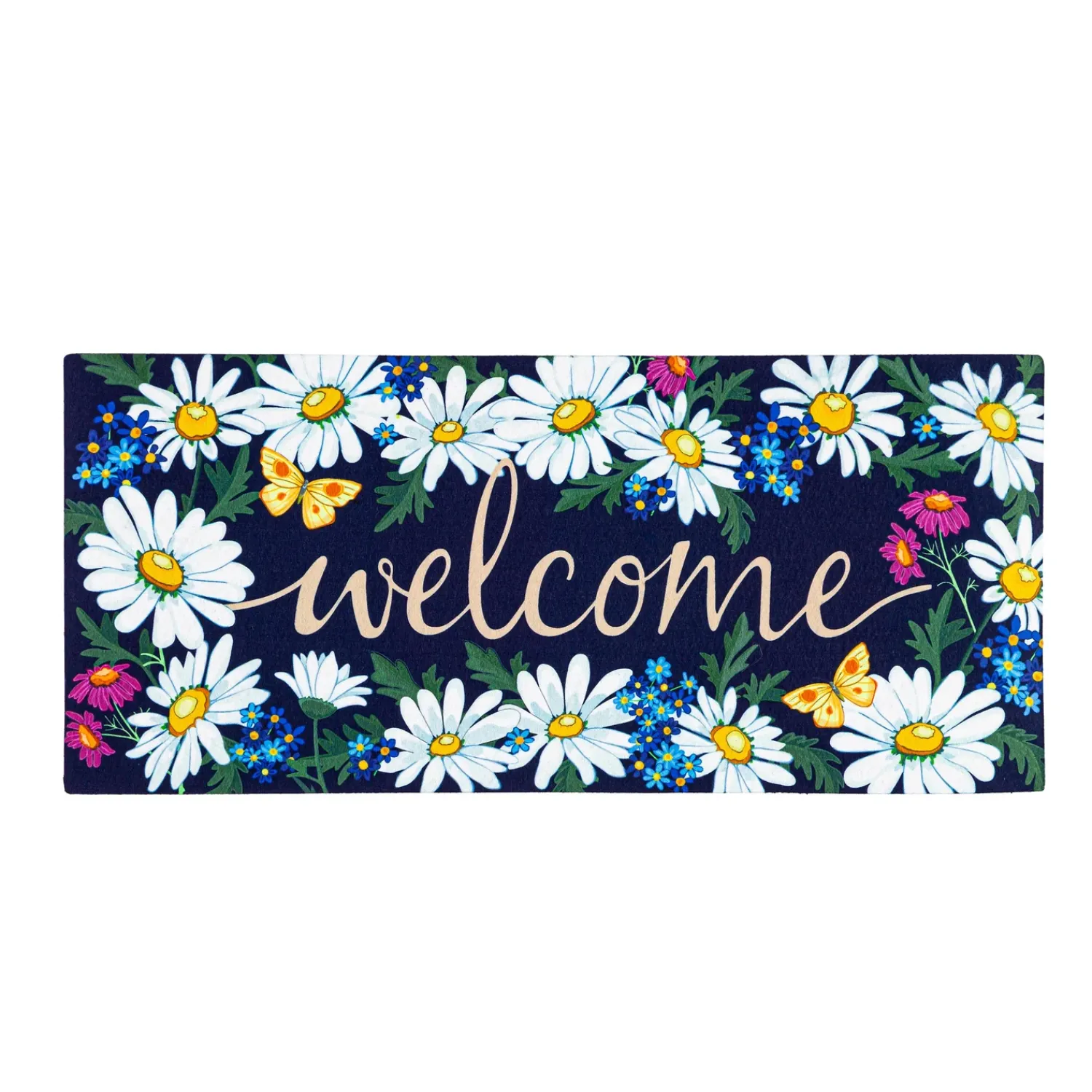 Plow & Hearth Interchangeable Mats>Welcome Daisies and Butterflies Sassafras Switch Mat