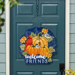 Plow & Hearth Fabric Door Hangers>Welcome Friends of Fall/Halloween Double Sided Estate Door Décor