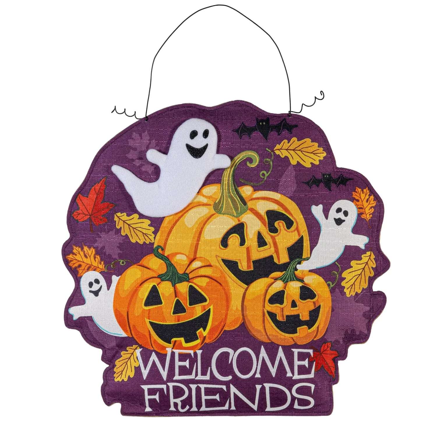 Plow & Hearth Fabric Door Hangers>Welcome Friends of Fall/Halloween Double Sided Estate Door Décor