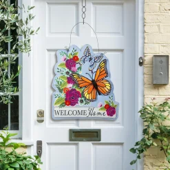 Plow & Hearth Fabric Door Hangers>Welcome Home Butterflies Estate Door Décor