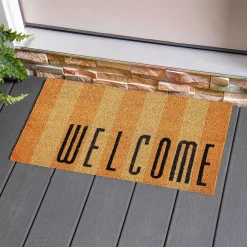 Plow & Hearth Coir Mats>Welcome Striped Coir Mat