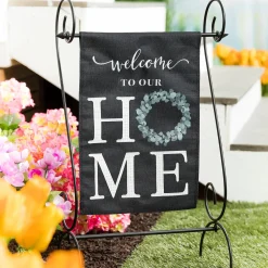 Plow & Hearth Garden Flags>“Welcome To Our Home” Eucalyptus Burlap Garden Flag