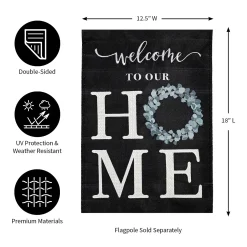Plow & Hearth Garden Flags>“Welcome To Our Home” Eucalyptus Burlap Garden Flag