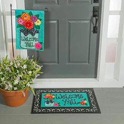 Plow & Hearth Garden Flags|Interchangeable Mats>Welcome Y'all Burlap Garden Flag and Sassafras Mat Set