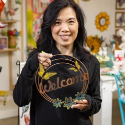 Plow & Hearth Wall Art>Welcome" Round Wall Sign with Butterflies