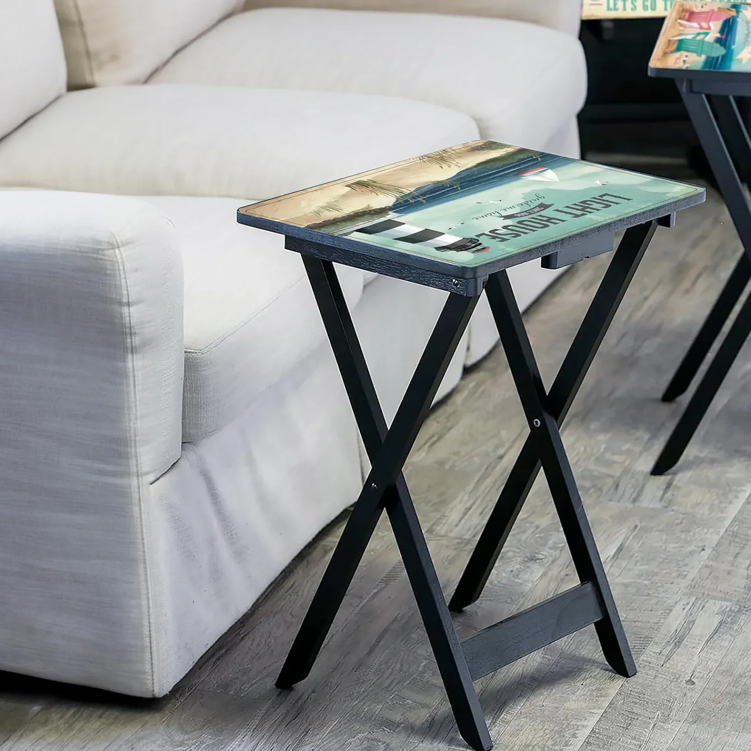 Plow & Hearth Accent Tables>West Coast Beach TV Tray Set of 4