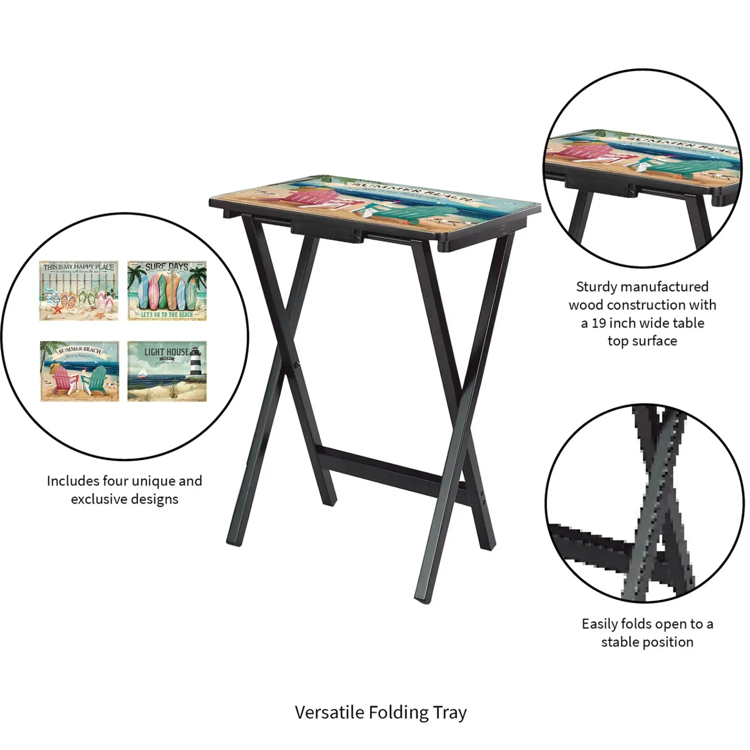 Plow & Hearth Accent Tables>West Coast Beach TV Tray Set of 4
