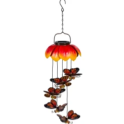 Plow & Hearth Wind Chimes & Mobiles|Solar Accents>White Light Solar Mobile, Metal Monarch