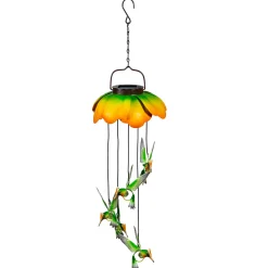 Plow & Hearth Wind Chimes & Mobiles|Solar Accents>White Light Solar Mobile, Metal Hummingbird