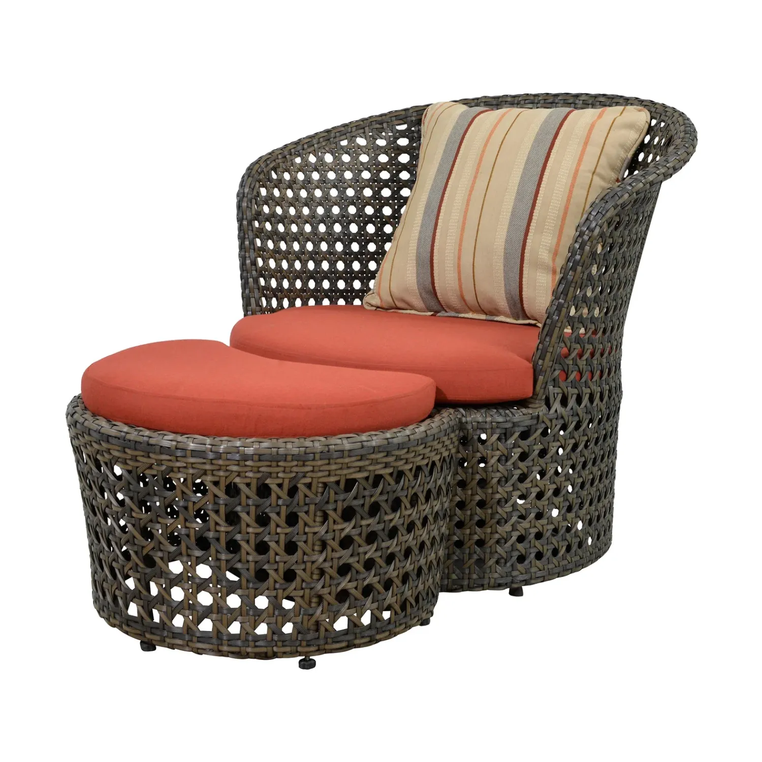 Plow & Hearth Outdoor Seating Sets>Wicker Conversation Set with Ottomans and Sunbrella Cushions, 5-Piece Set