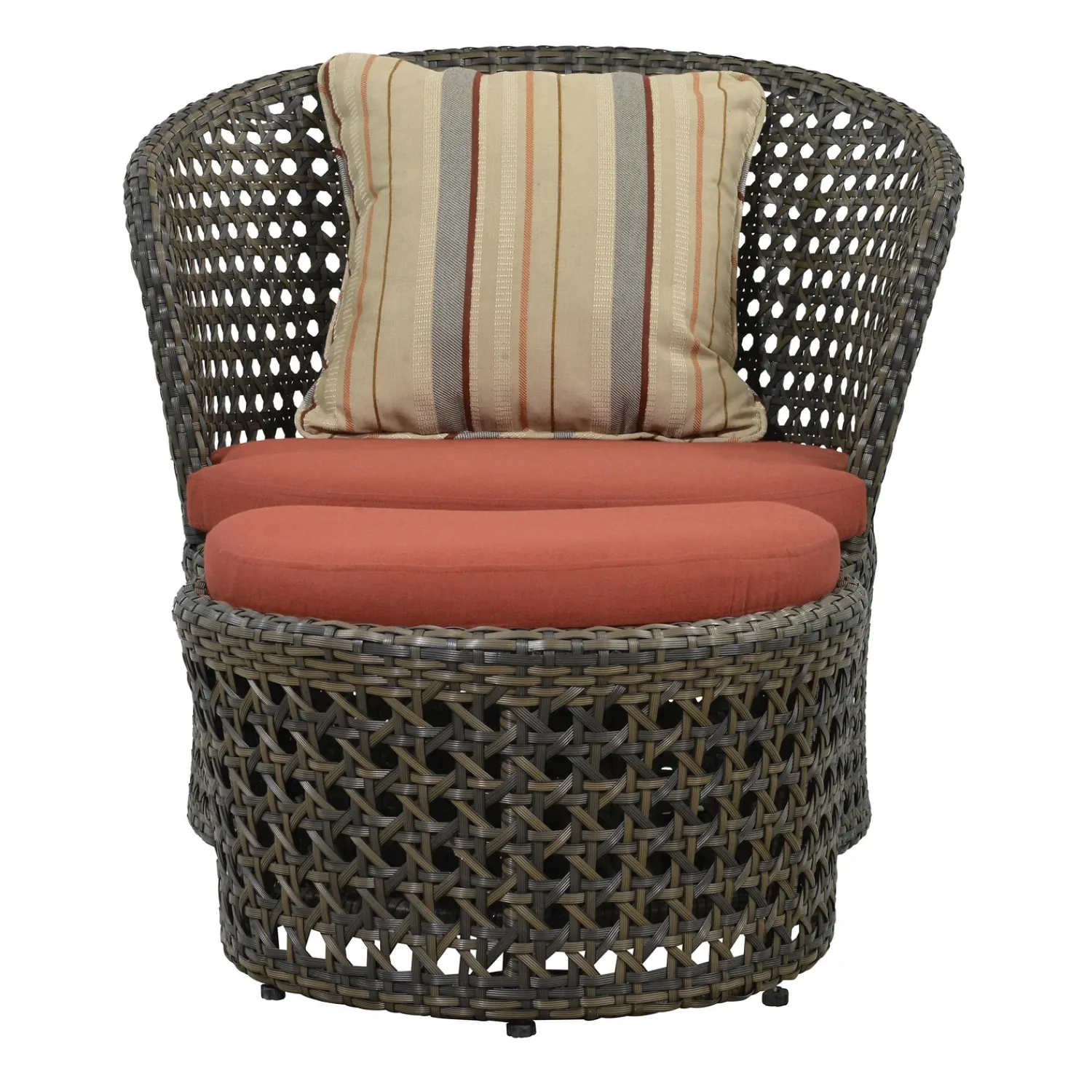 Plow & Hearth Outdoor Seating Sets>Wicker Conversation Set with Ottomans and Sunbrella Cushions, 5-Piece Set