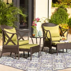 Plow & Hearth Outdoor Seating Sets>Wicker Patio Furniture Set with Cushions LightGreen