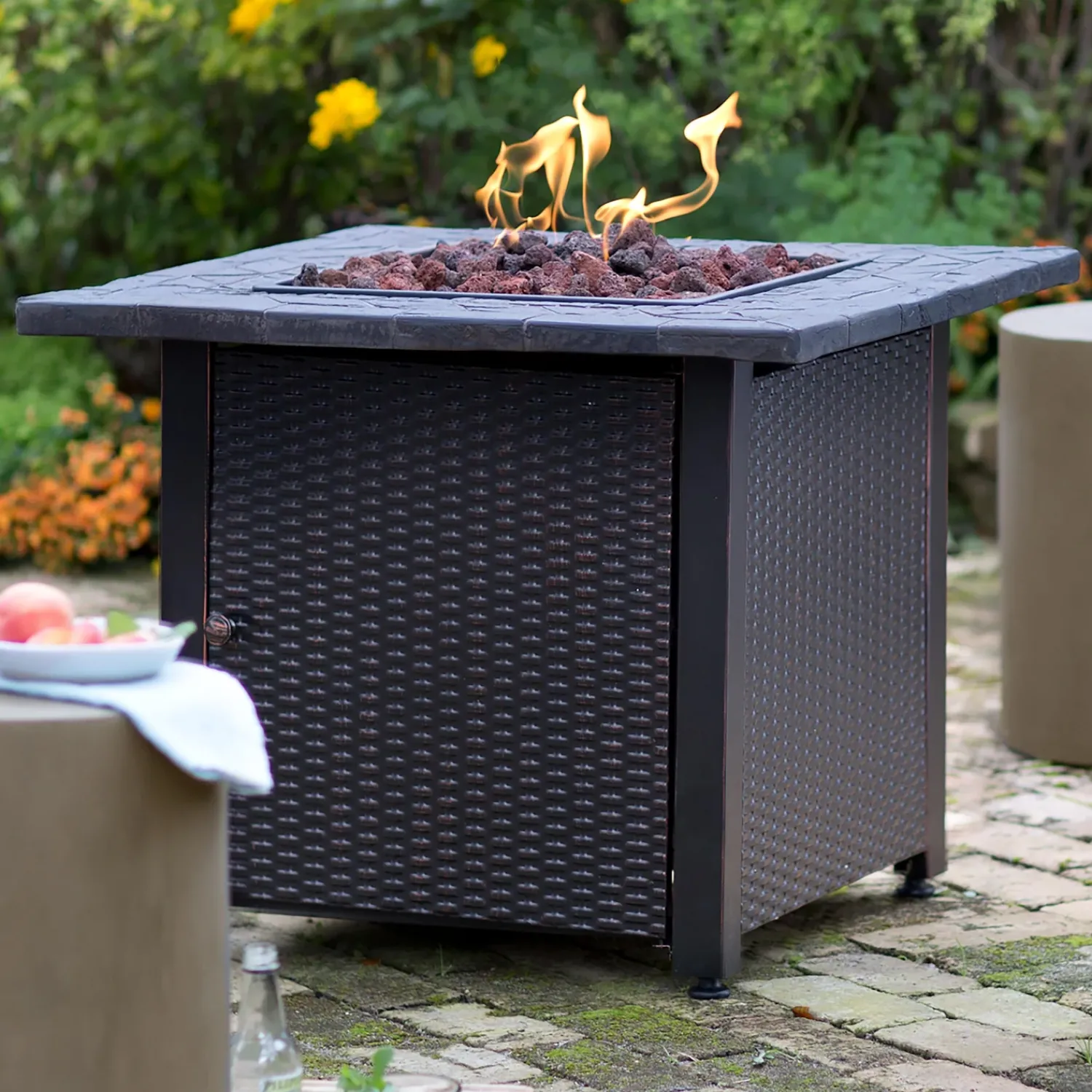 Plow & Hearth Fire Pits|Fire Pits>Wicker Propane Gas Fire Pit