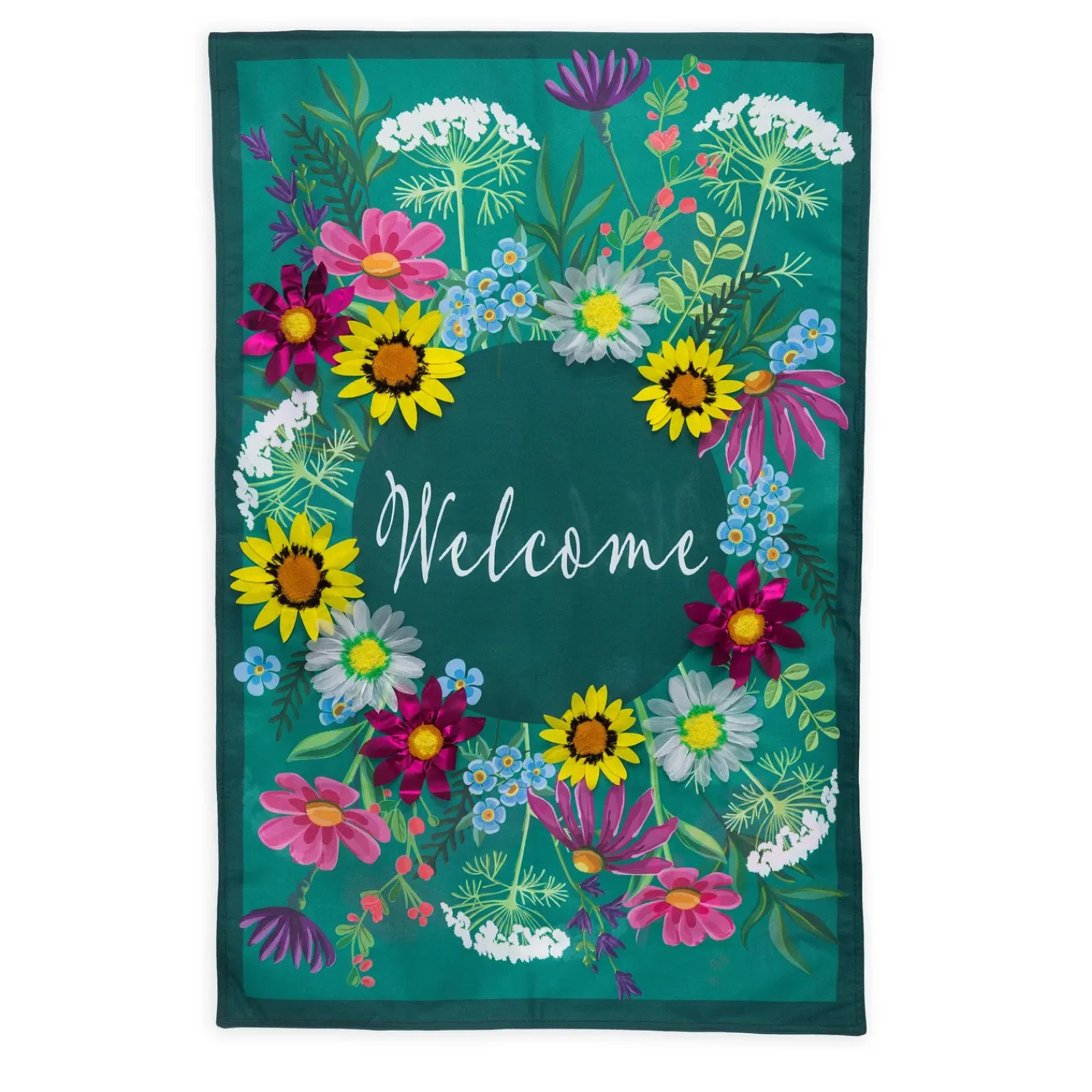 Plow & Hearth House & Estate Flags>Wildflowers Welcome Estate Flag