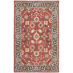 Plow & Hearth Area Rugs|Hearth Rugs>Willow Oaks Red Wool Border Rug, 8' x 10'