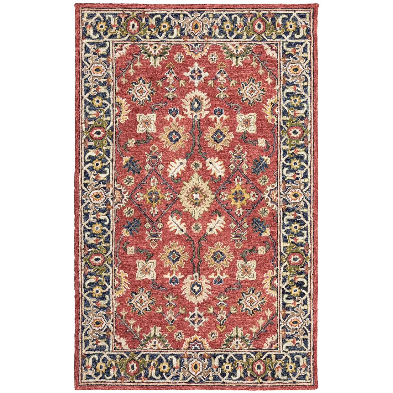 Plow & Hearth Hearth Rugs|Hearth Rugs>Willow Oaks Red Wool Border Rug, 10' x 13'