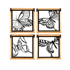 Plow & Hearth Wall Art>Wood Framed Metal Butterfly Wall Décor Set