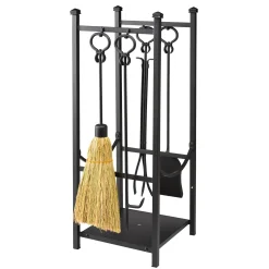 Plow & Hearth Fireplace Tool Sets|Wood Storage & Wood Racks>Wood Rack With Fireplace Tools Black