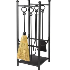 Plow & Hearth Fireplace Tool Sets|Wood Storage & Wood Racks>Wood Rack With Fireplace Tools Black