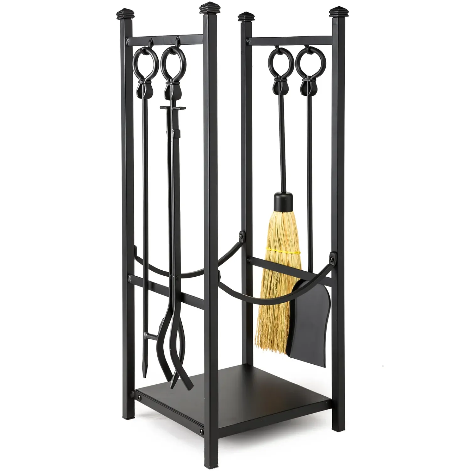 Plow & Hearth Fireplace Tool Sets|Wood Storage & Wood Racks>Wood Rack With Fireplace Tools Black