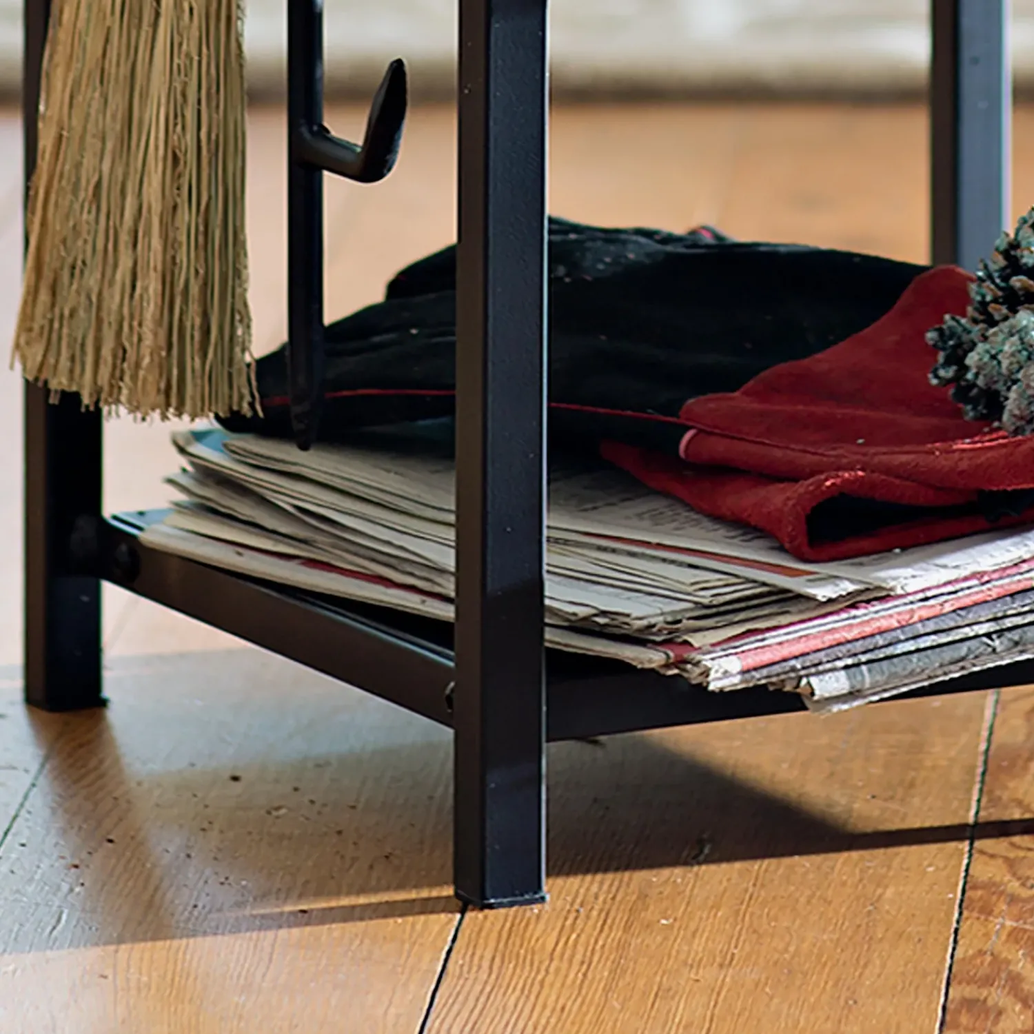 Plow & Hearth Fireplace Tool Sets|Wood Storage & Wood Racks>Wood Rack With Fireplace Tools Black