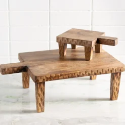 Plow & Hearth Cutting & Serving Boards>Wood Serving Board on Legs, Set of 2