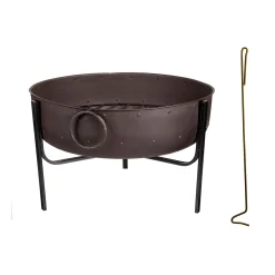 Plow & Hearth Fire Pits|Fire Pits>Wood-Burning Fire Pit Bowl with Iron Loop Handles