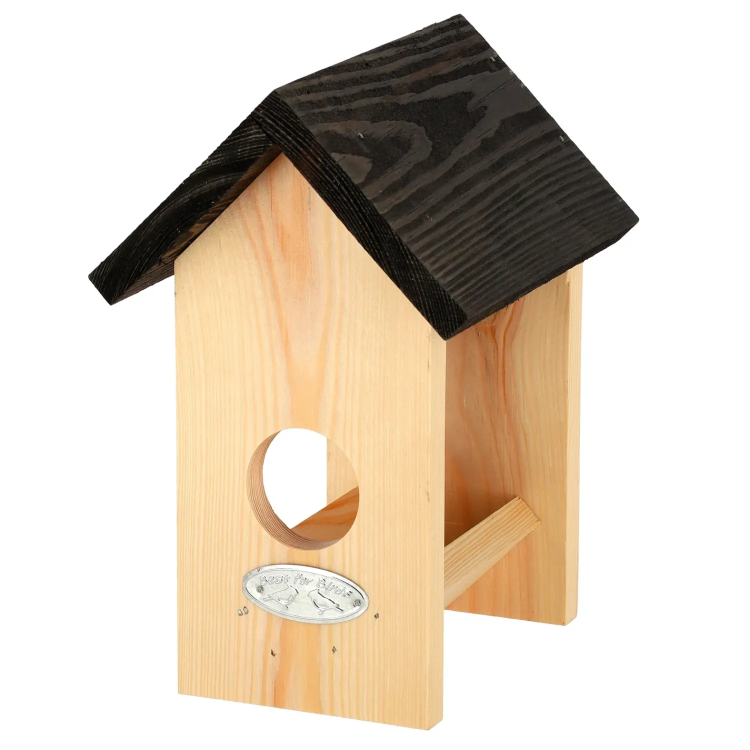Plow & Hearth Bird Feeders>Wooden Open House Peanut Butter Bird Feeder with Jar of Peanut Butter