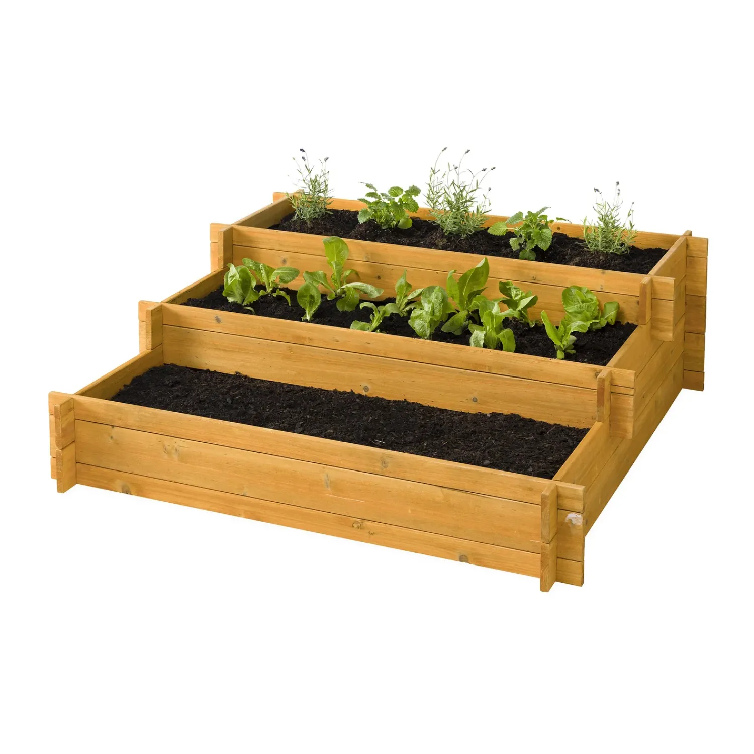 Plow & Hearth Planters & Plant Stands>Wooden Three-Tier Self-Contained Raised Bed Garden Planter