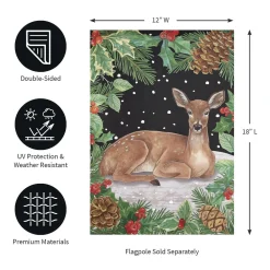 Plow & Hearth Garden Flags>Woodland Peace on Earth Deer Suede Garden Flag