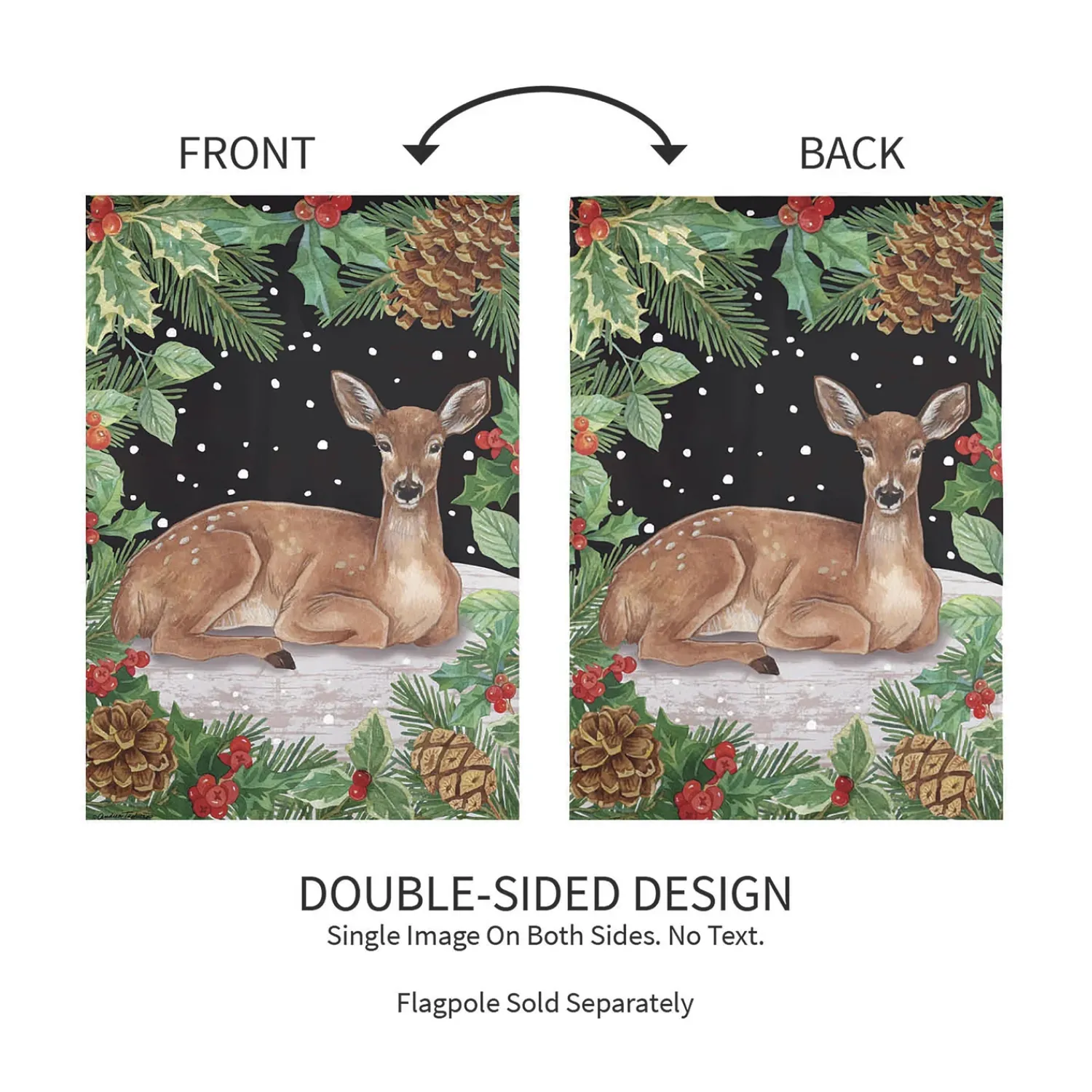 Plow & Hearth Garden Flags>Woodland Peace on Earth Deer Suede Garden Flag