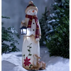 Plow & Hearth Garden Statues>Woodland Snowman with Solar Lantern
