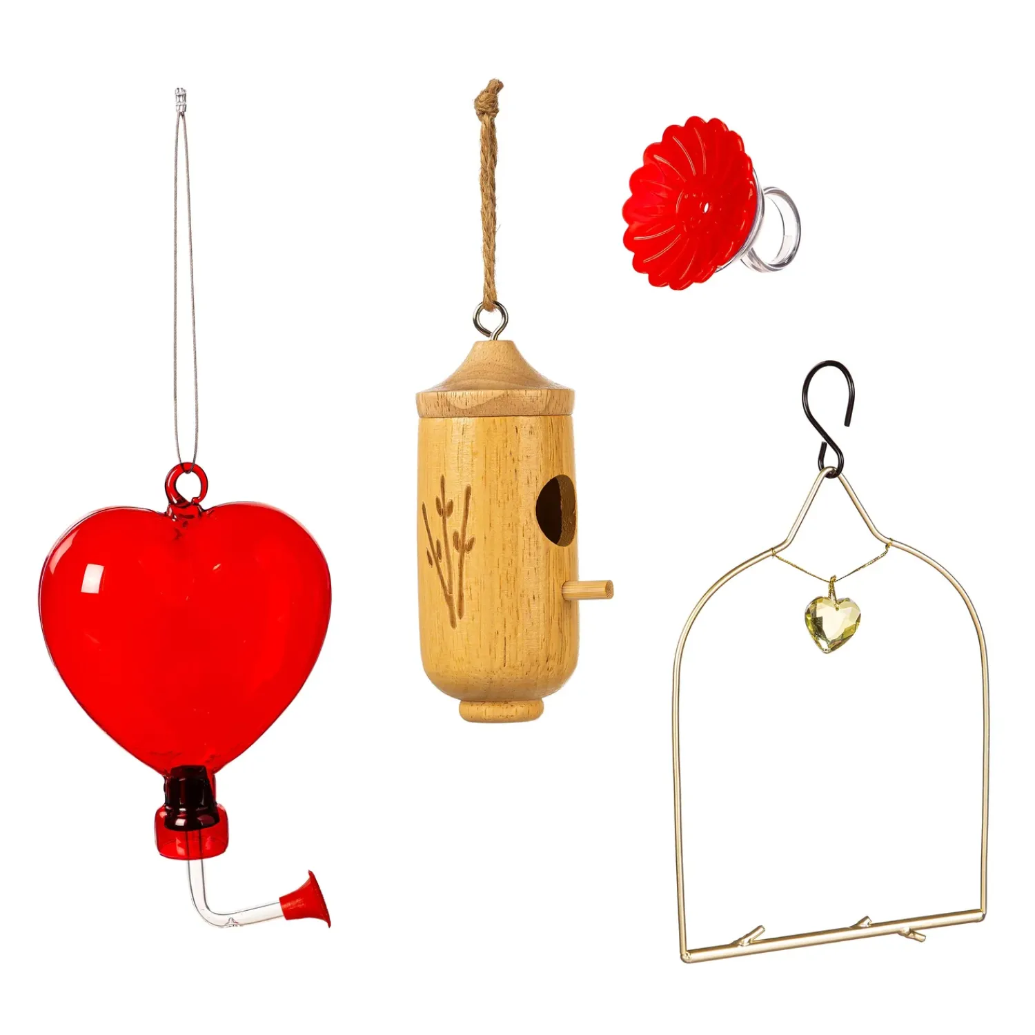 Plow & Hearth Hummingbird Feeders>Woodland Storybook Bird Feeder, Hummingbird Lover Gift Set, Set of 4